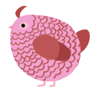 A pink and red chicken with a lace pattern