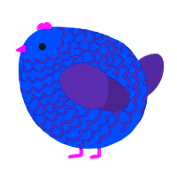 A ultramarine and overcast chicken with a lace pattern