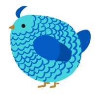 A aqua and ultramarine chicken with a lace pattern