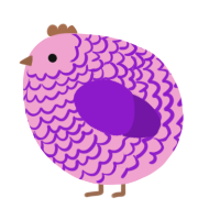 A pink and violet chicken with a lace pattern