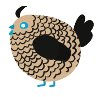 A beige and black chicken with a lace pattern