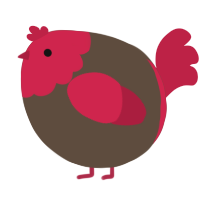 A bark and crimson chicken with a head pattern