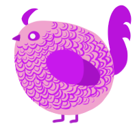 A pink and amethyst chicken with a double-lace pattern