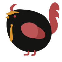 A black and red chicken