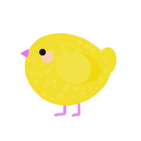 A yellow chicken with a speckle pattern