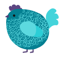 A sea and aqua chicken with a double-lace pattern