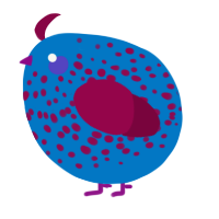 A sapphire and maroon chicken with a speckle pattern