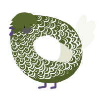 A olive and white chicken with a double-lace pattern