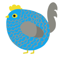 A sky and ash chicken with a lace pattern