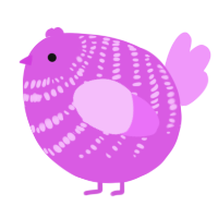 A orchid and lavender chicken with a bar pattern