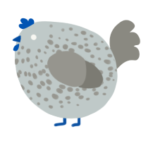 A silver and ash chicken with a speckle pattern