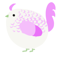A white and lavender chicken with a half-lace pattern