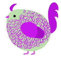 A gluppy and amethyst chicken with a double-lace pattern