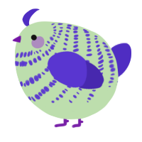 A gluppy and indigo chicken with a bar pattern