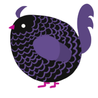 A black and overcast chicken with a lace pattern