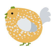 A honey and mist chicken with a speckle pattern
