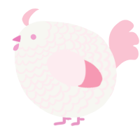 A white and rose chicken with a lace pattern