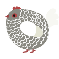 A ash and white chicken with a lace pattern
