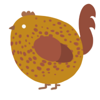 A ochre and russet chicken with a speckle pattern