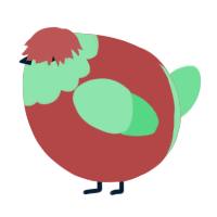 A red and spring chicken with a head pattern
