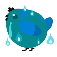 A teal and sapphire chicken with a neck-speckle pattern