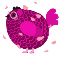 A wine and fuchsia chicken with a lace pattern