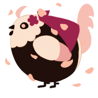 A sable and pink chicken with a head pattern