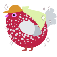 A crimson and mist chicken with a speckle pattern