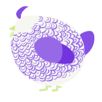 A white and blurple chicken with a double-lace pattern