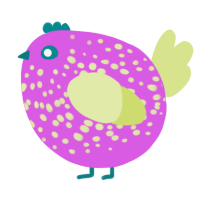 A orchid and lemon chicken with a speckle pattern