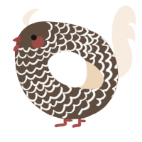 A bark and cream chicken with a lace pattern