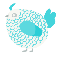 A white and aqua chicken with a lace pattern