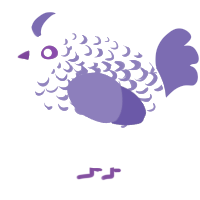 A white and indigo chicken with a half-lace pattern