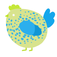 A lemon and sky chicken with a speckle pattern