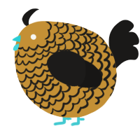 A gold and sable chicken with a lace pattern