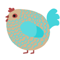 A beige and aqua chicken with a lace pattern