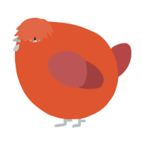 A vermilion and red chicken