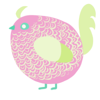 A pink and apple chicken with a double-lace pattern