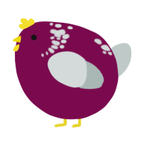 A wine and silver chicken with a neck-speckle pattern