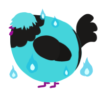 A aqua and sable chicken with a head pattern