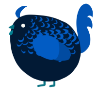 A tumblr and ultramarine chicken with a half-lace pattern