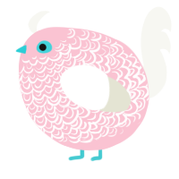A rose and white chicken with a double-lace pattern
