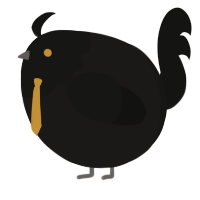 A sable and black chicken with a head pattern