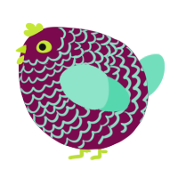 A wine and mint chicken with a lace pattern