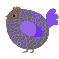 A grey and blurple chicken with a lace pattern