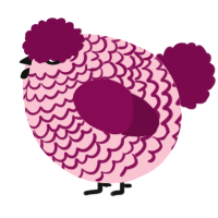 A rose and wine chicken with a lace pattern