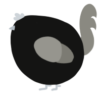 A black and ash chicken