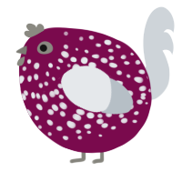 A wine and mist chicken with a speckle pattern