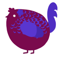 A wine and indigo chicken with a half-lace pattern