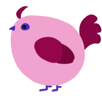 A pink and maroon chicken